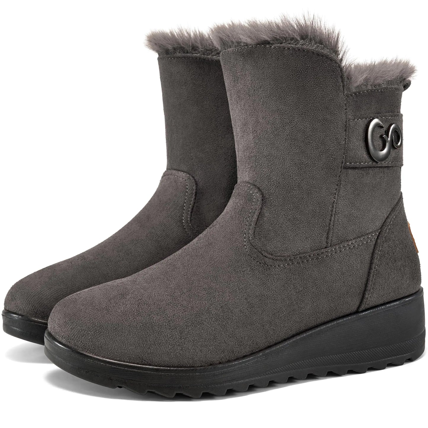Ablanczoom Winter Boots for Women Snow: Comfortable Zipper Suede Warm Fur Lined Ankle Booties Non Slip Outdoor Womens Boot