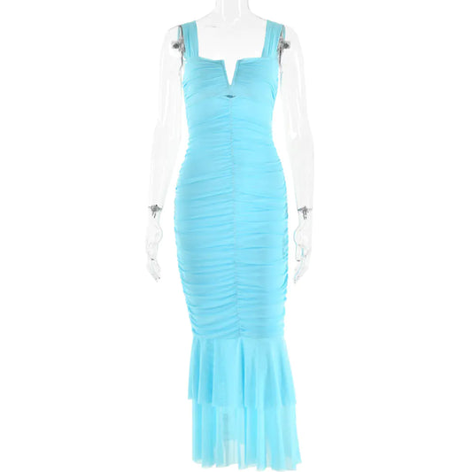 Fashionable Spring Summer Spliced Midi Dress FD9738