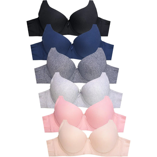 Womens Basic Plain Bras Pack of 6 - (#057 34B)