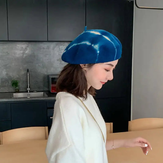 Tie-Dyed Fine Wool Beret Hat