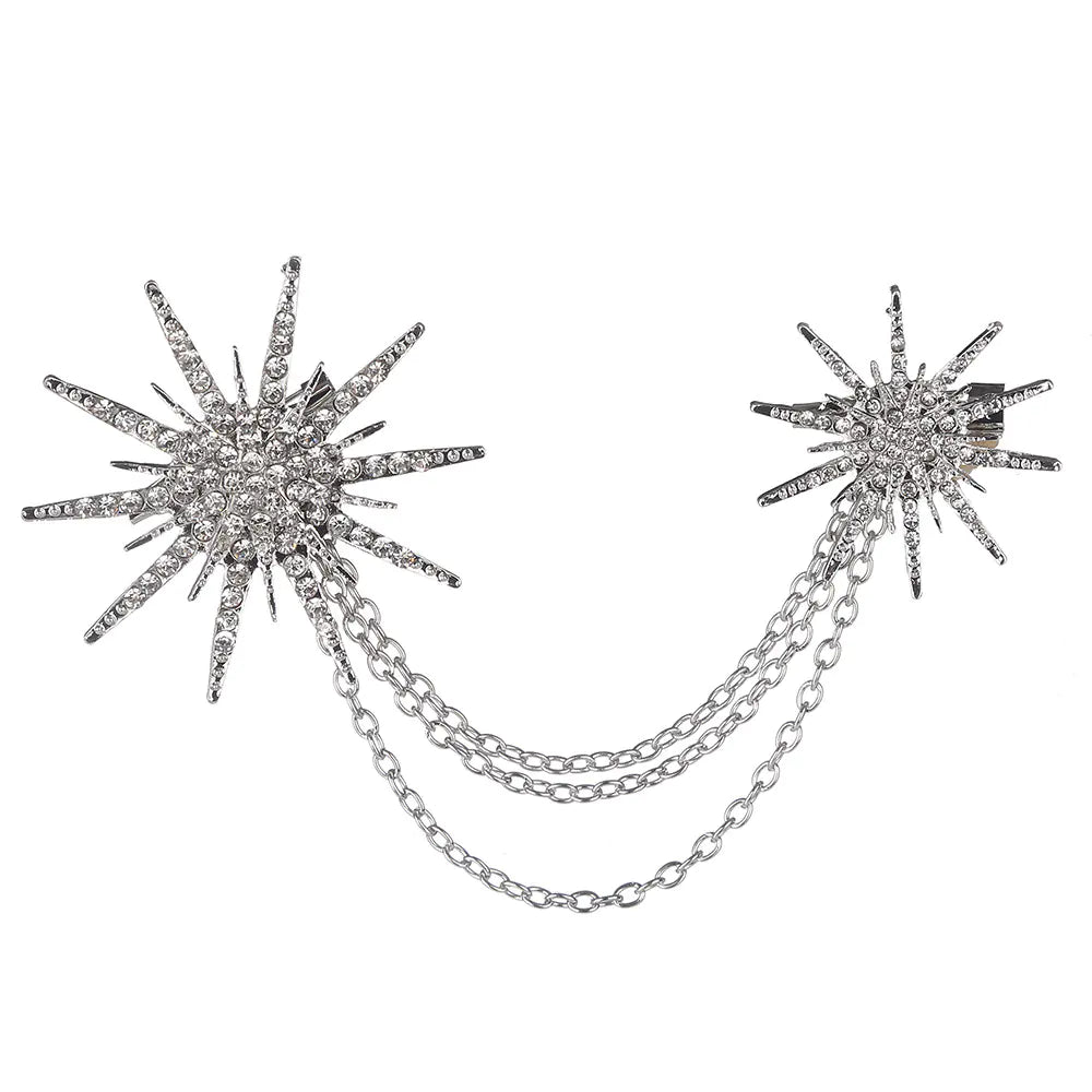 Exaggerated Octagonal Rhinestone Brooch with Tassel