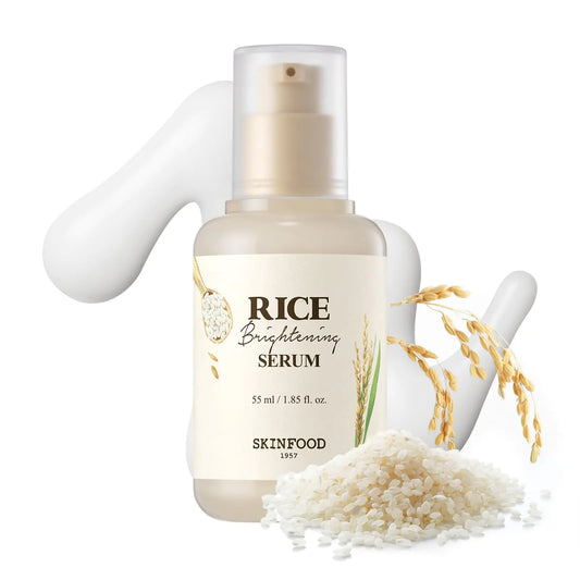 SKINFOOD Rice Daily Serum Korean Skincare Facial Essence for Glow Glass Skin Fermented Natural Rice Water Milk for Face Pore Minimizing Deep Hydrating Dark Spot Correcting 55ml/1.86fl.oz.