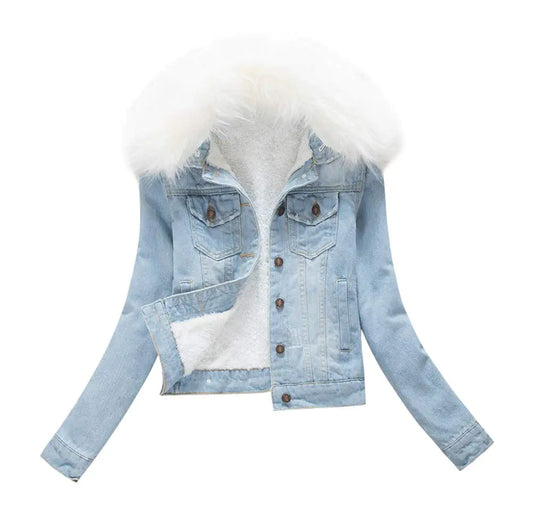 ACE SHOCK Women’s Denim Jacket – Short Winter Jean Coat with Faux Fleece Lining