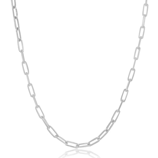 Silver Paperclip Chain Necklace for Women - Sterling Silver Paperclip Necklace for Women - Paper Clip Necklace Silvering Silver - Silver Paper Clip Necklace for Women - (Silver 20 inch 2.8mm)