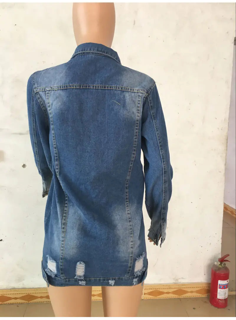 Loose Fit Denim Jacket for Women – Casual Oversized Jean Coat for Autumn Winter