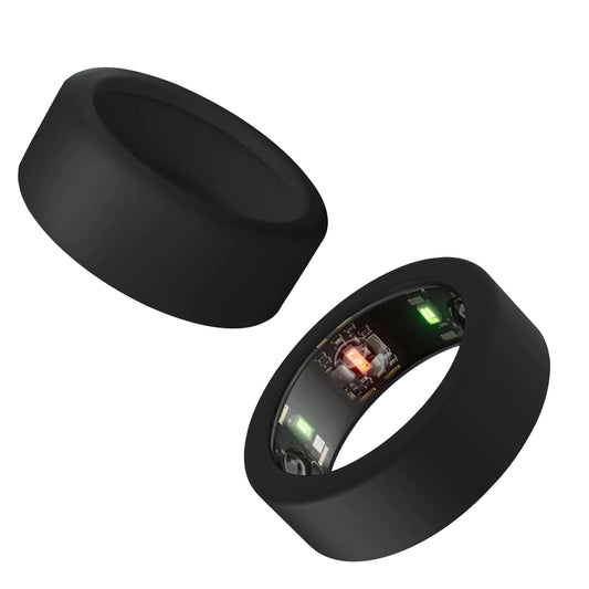 Azobur Ring Cover for Oura Ring Protector Silicone Elastic Ring Protector for Oura Ring Gen 3 Working OutPrevent Ring Wear..(S Black+Black)