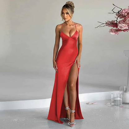 2024 Spring Women's Fashion V-Neck Backless Dress