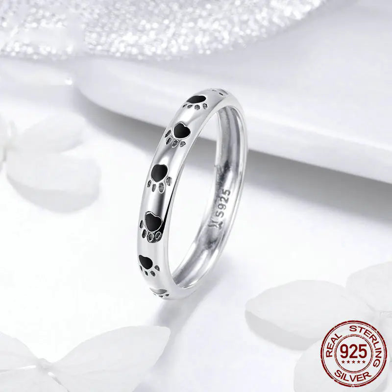 Pet Paw Print Ring S925 Sterling Silver Fashion Ring