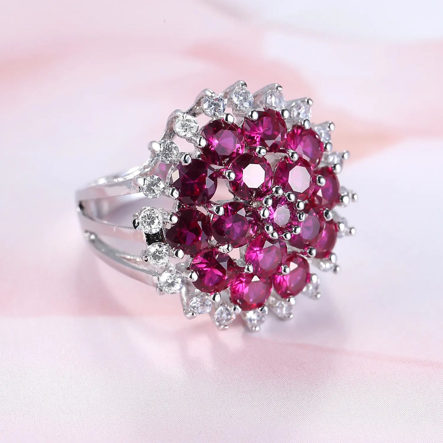 Red Garnet Zircon Ring, Gemstone Ring
