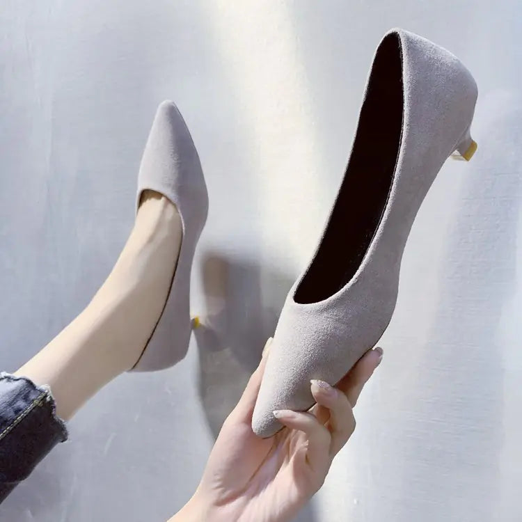 Comfortable Suede Pointed Toe High Heels for Work