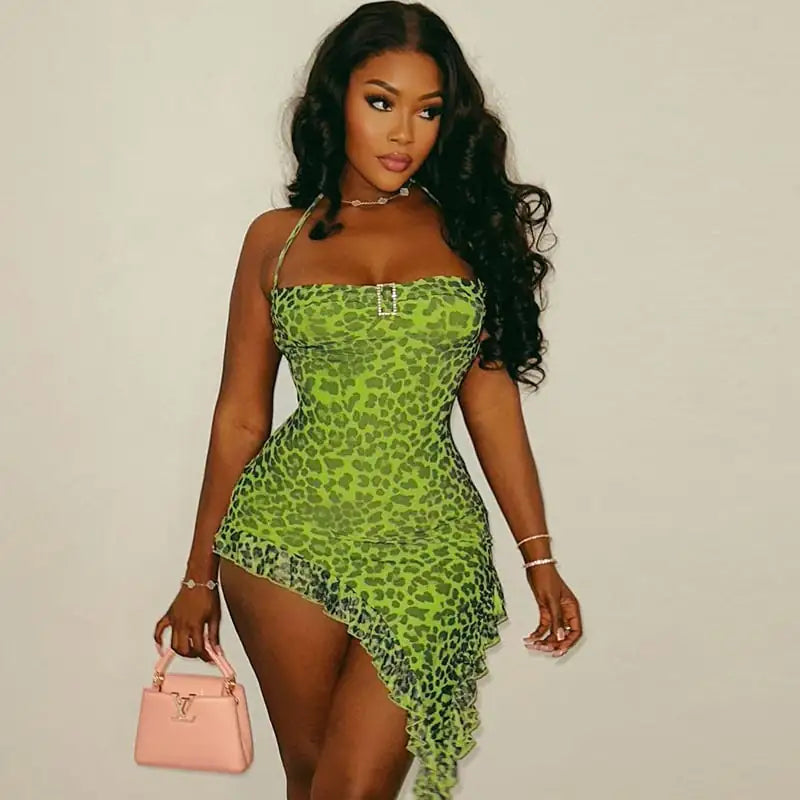 Off-the-Shoulder Irregular Ruffled Sleeveless Dress
