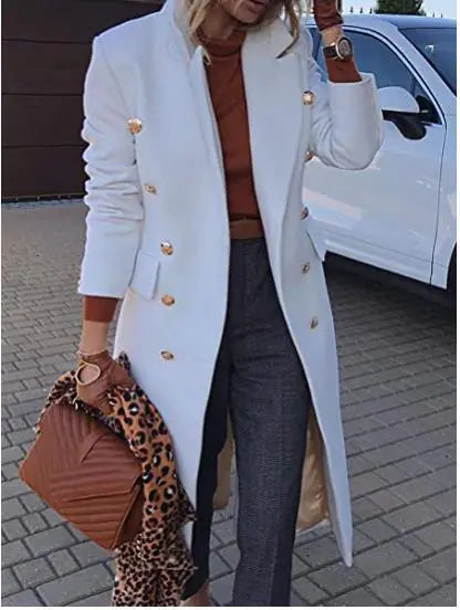 Women's Long Wool Coat with Buttons | Elegant and Warm Wool Outerwear for Women