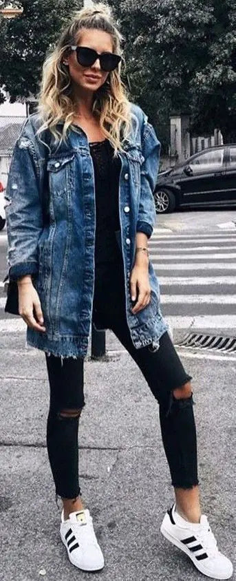 Loose Fit Denim Jacket for Women – Casual Oversized Jean Coat for Autumn Winter