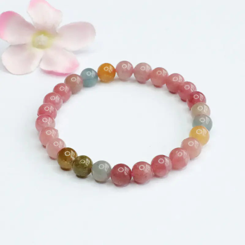 Natural Tourmaline Bead Bracelet – Genuine Healing Crystal Jewelry for Women