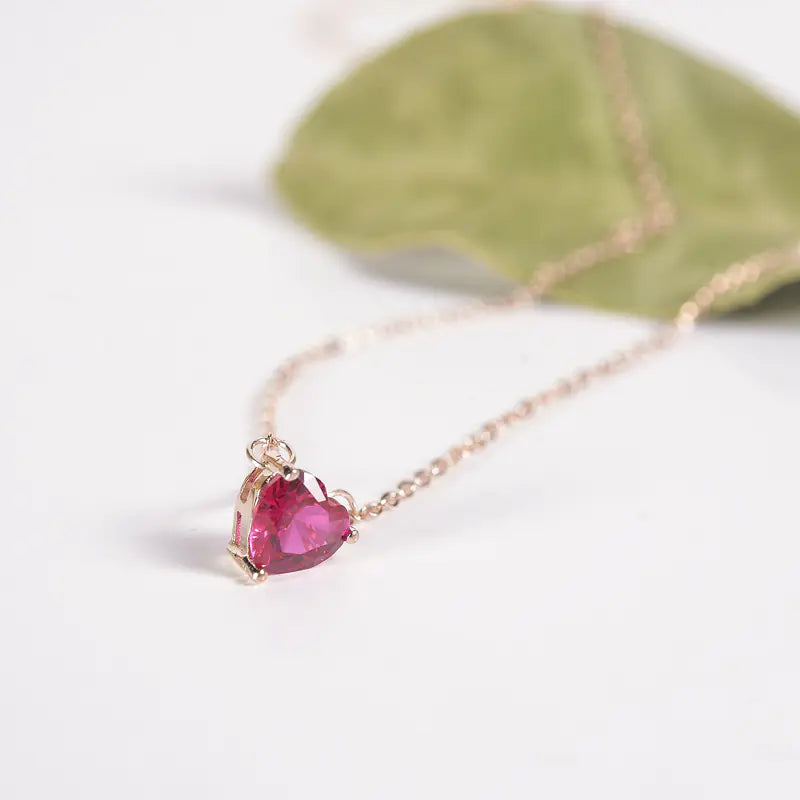 Rhinestone Heart Pendant Necklace for Women