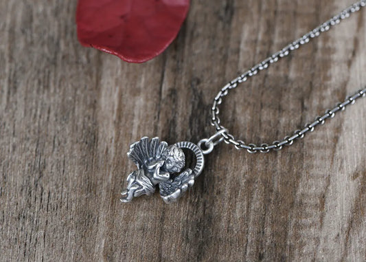 S925 Silver Vintage Angel Pendant Necklace for Women