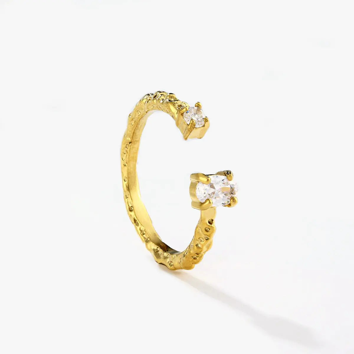 French Textured Ring Set with Korean Style Open Ring