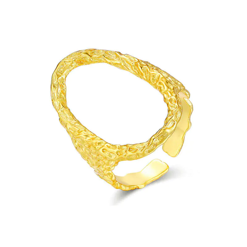 French Textured Ring Set with Korean Style Open Ring