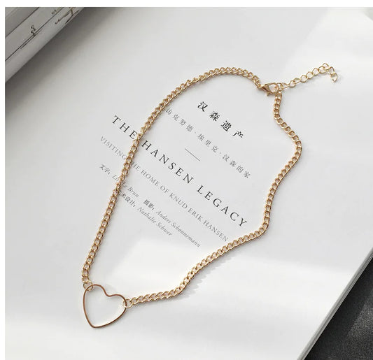 Minimalist Metal Heart Pendant Necklace for Women