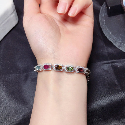 Natural Tourmaline Bead Bracelet for Women – Handmade Crystal Healing Stone Jewelry