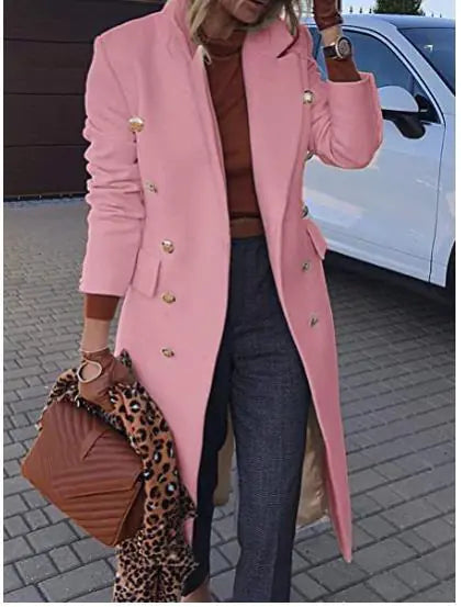 Women's Long Wool Coat with Buttons | Elegant and Warm Wool Outerwear for Women