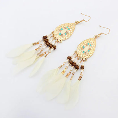 Bohemian Long Feather Tassel Earrings for Women