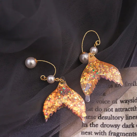 Trendy Gold Mermaid Pearl Earrings for Women