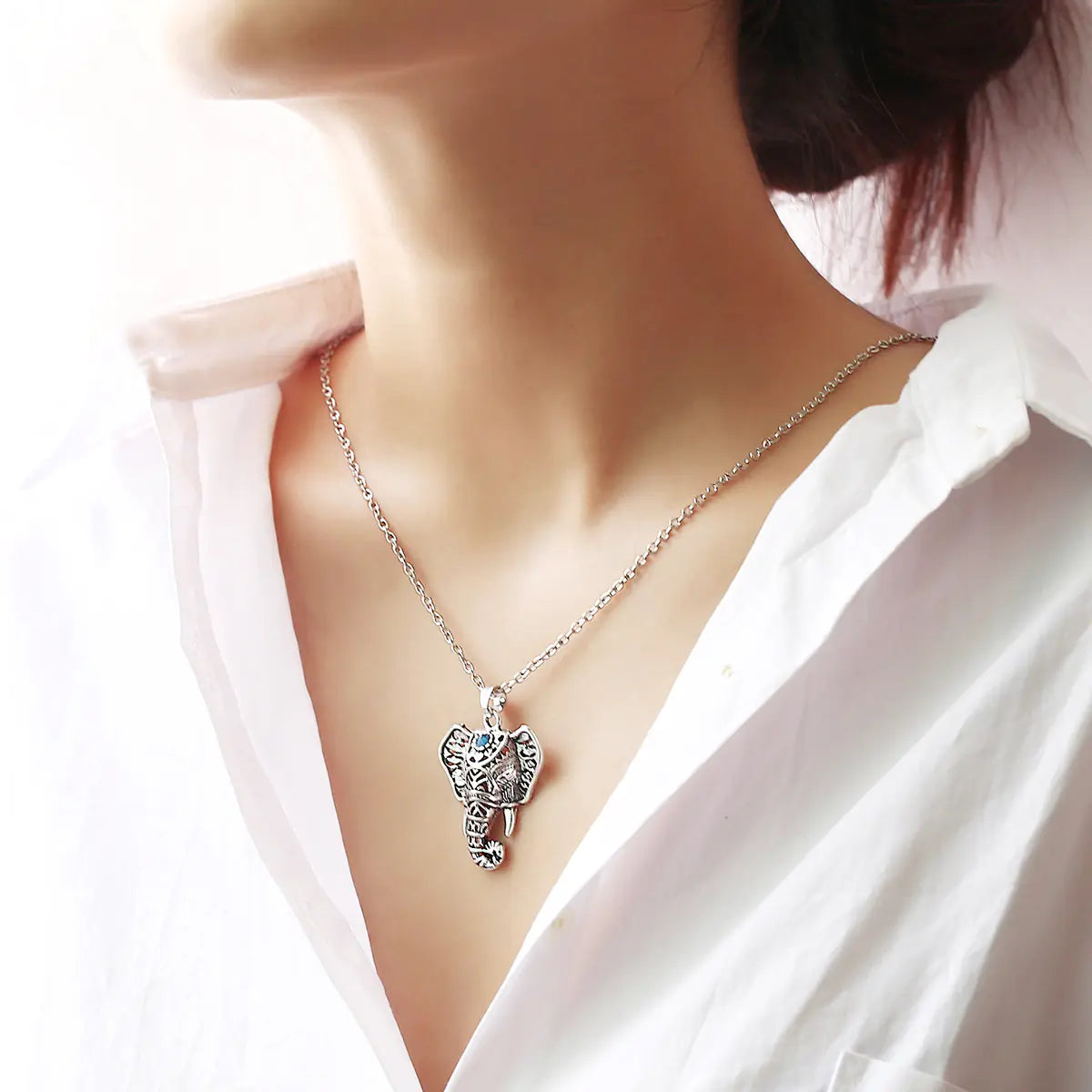 Vintage Ethnic Style Elephant Necklace for Women