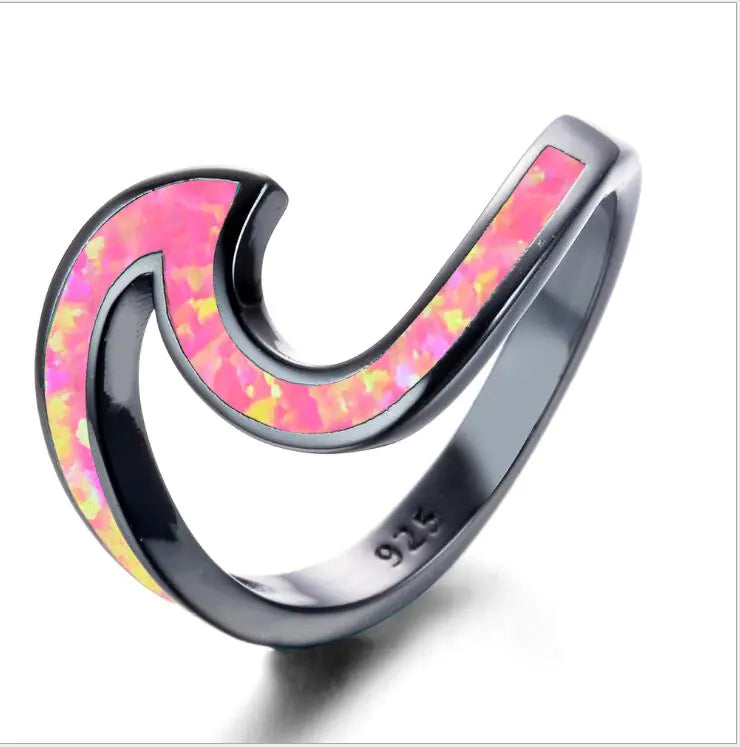 Black Gold Opal Ring with Diamond Accent (Stylish Design)