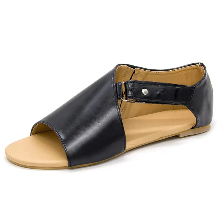 Fish Mouth Low Heel Flat Sandals – Comfortable Large Size Women’s Summer Shoes