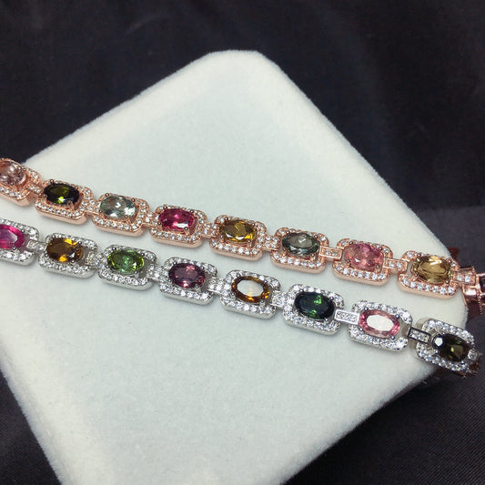 Natural Tourmaline Bead Bracelet for Women – Handmade Crystal Healing Stone Jewelry