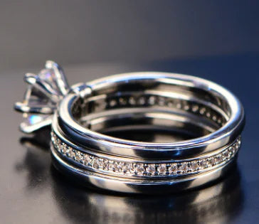 Three Ring Zircon Stone Sparkling Ring