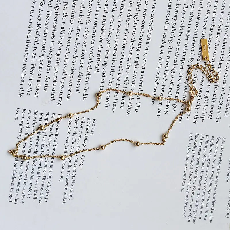 925 Silver Beaded Choker Necklace for Women
