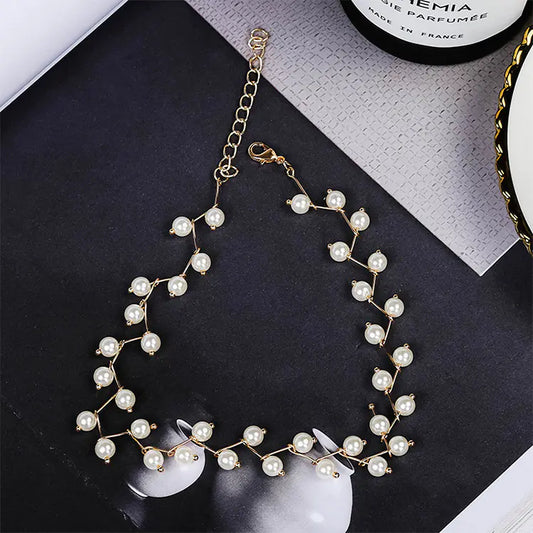 Minimalist Short Pearl Choker Necklace for Women