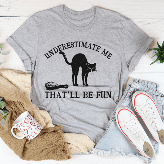 Underestimate Me Black Cat Tee-0