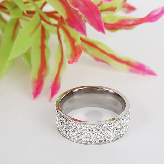 Stainless Steel Ring with Full Diamonds, Fashion Ring