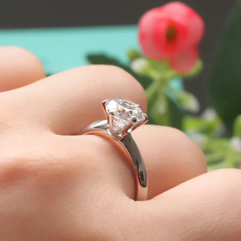 Diamond Engagement Ring, Six-Claw Silver Ring