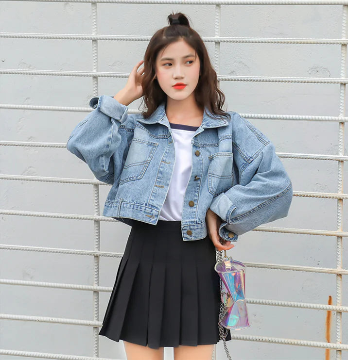 Loose Fit Single Breasted Denim Jacket for Women – Casual Jean Coat