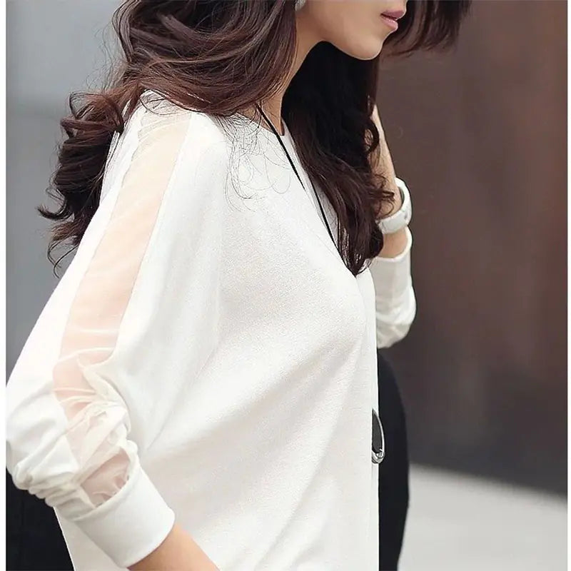 Casual Batwing Long Sleeve Lace T-shirt for Women