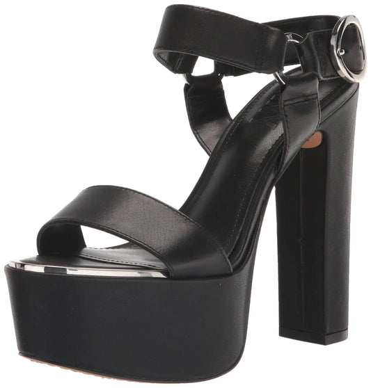 DKNY Womens Shila Platform Block Heel Heeled Sandal Black 8