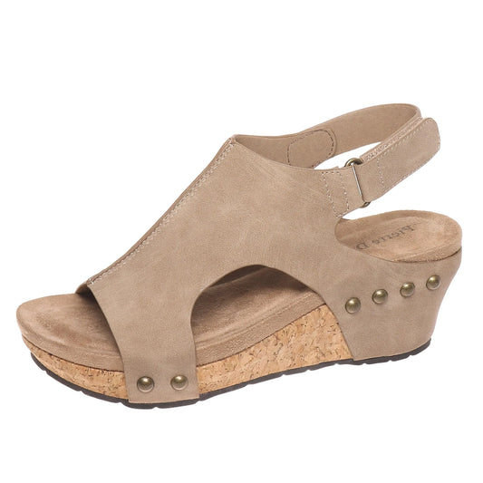 Pierre Dumas Womens Chantal-25 Wedge Platform Backstrap Sandal for Women (Taupe 6)