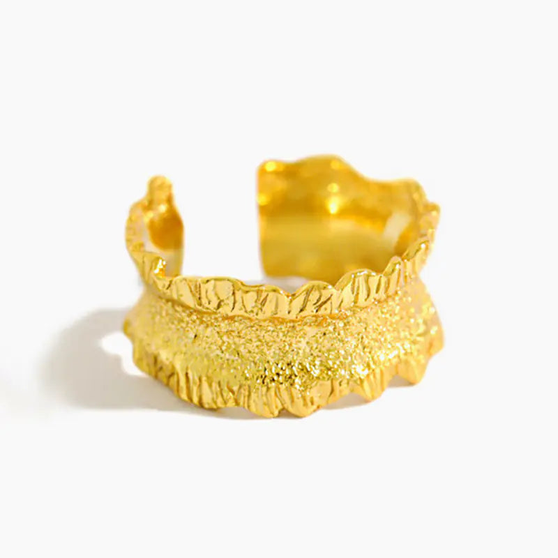 French Textured Ring Set with Korean Style Open Ring