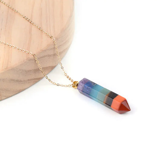 Hexagonal Chakra Pendant with Natural Stone Crystal