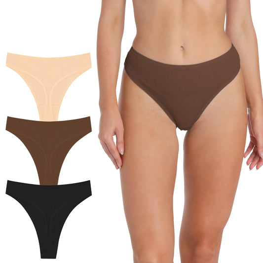 PSEFNAGX High Waisted Women Ribbed Cotton Sporty Thong Underwear Size Medium