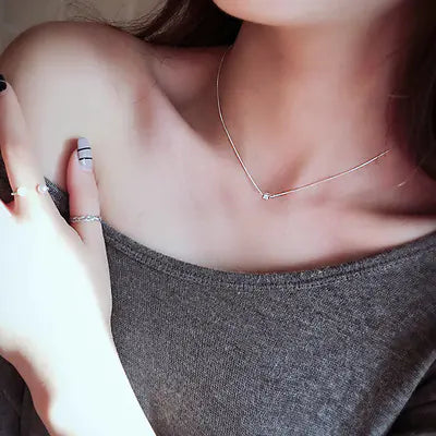 S925 Silver Brushed Square Necklace for Women