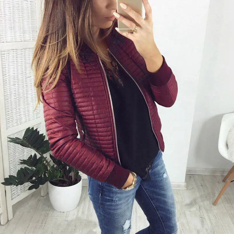 Women's Slim Fit Long Sleeve Zip Cardigan Jacket