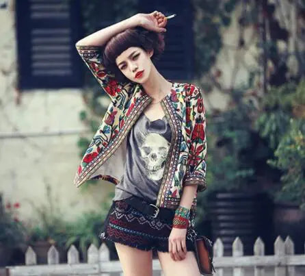 Trendy Ethnic Style Printed Short Jacket for Women