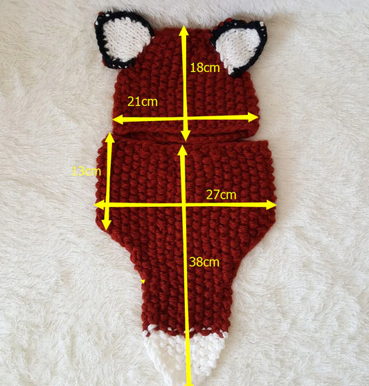 Squirrel and Fox Knit Hat and Neck Warmer Set
