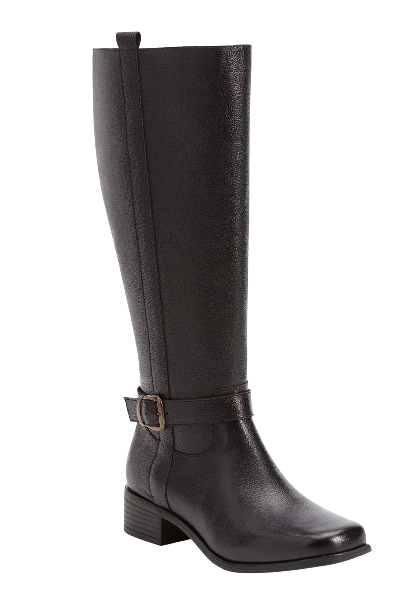 Comfortview Wide Width Donna Wide Calf Leather Boot Tall Knee High Womens Winter Shoes - 12 M Black