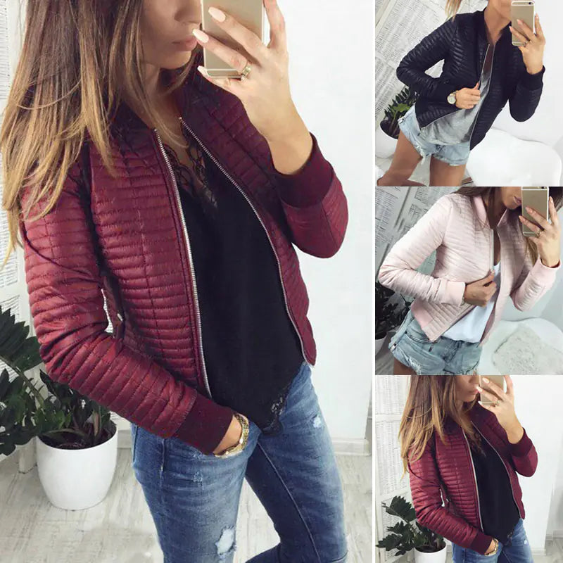 Women's Slim Fit Long Sleeve Zip Cardigan Jacket